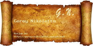 Gerey Nikoletta névjegykártya